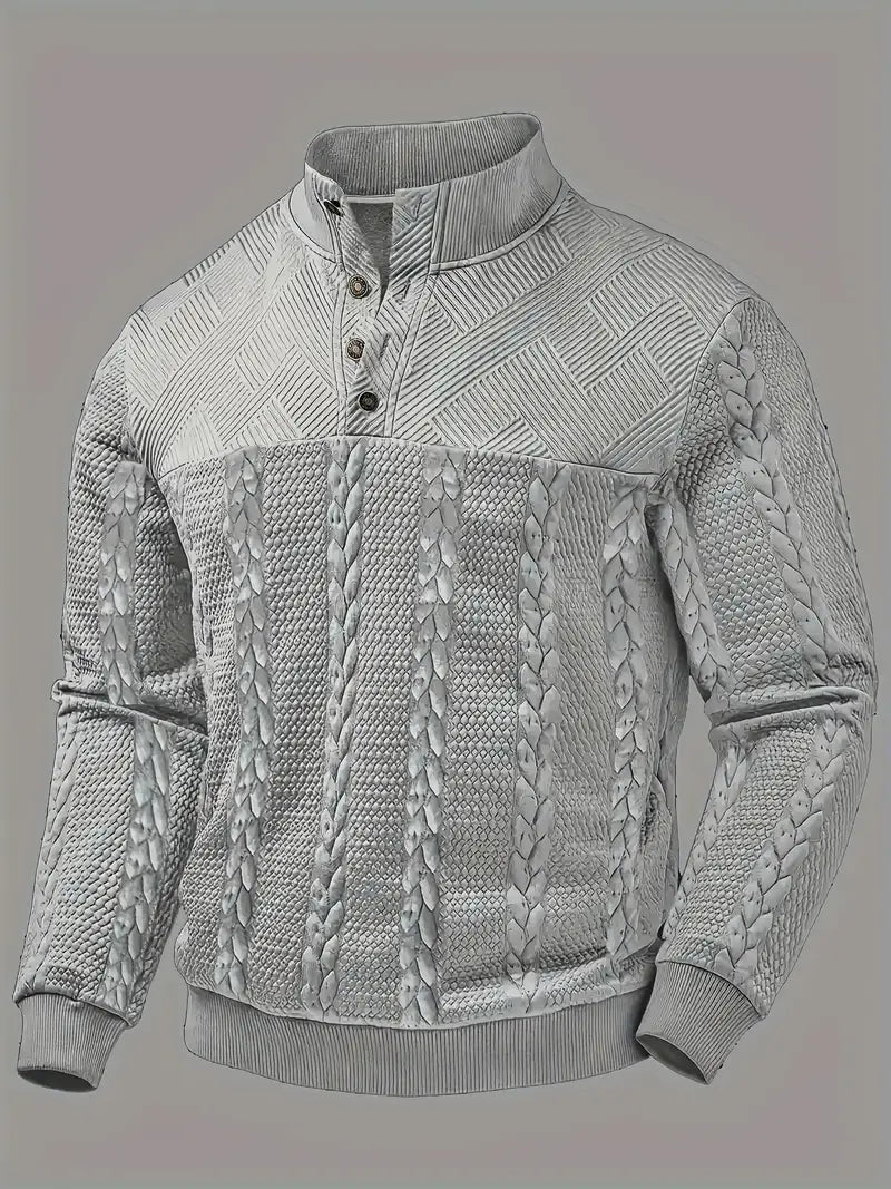 FRANKIE™|STRIPED HENLEY SWEATER