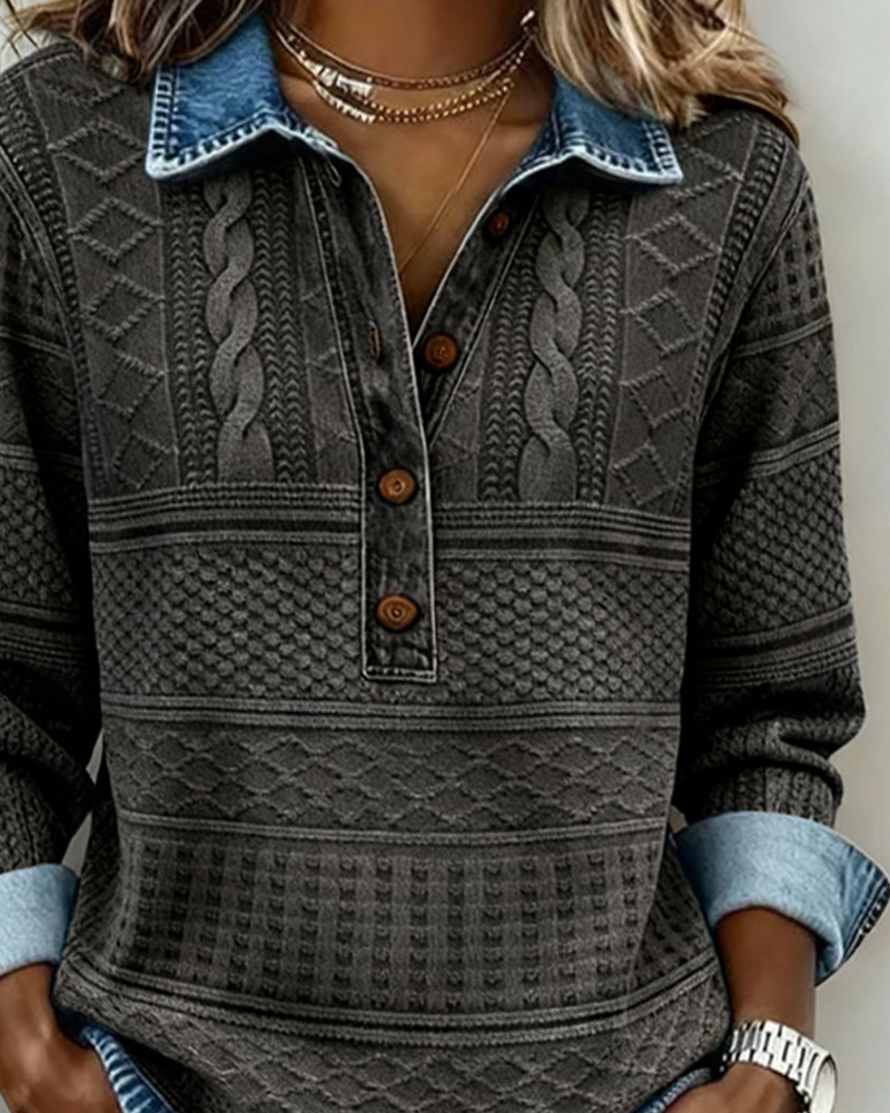 ELSIE™|TEXTURED BUTTON SWEATER