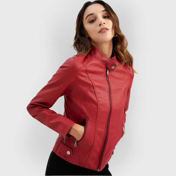 EVELYN™|Giacca in pelle liscia minimalista