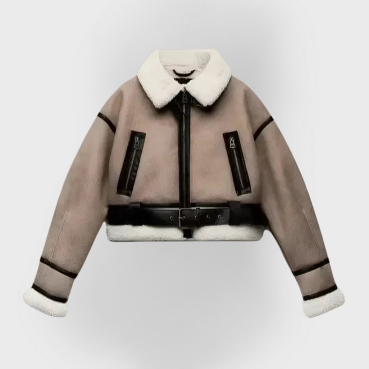 ABIGAIL™|Giacca in pelle versatile khaki