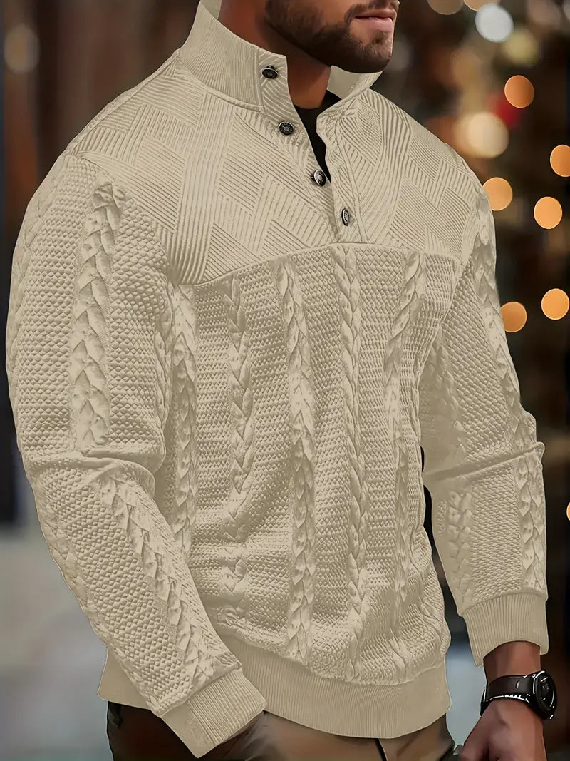 FRANKIE™|STRIPED HENLEY SWEATER