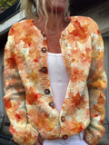 BARBARA™|PRINT BUTTONED CARDIGAN