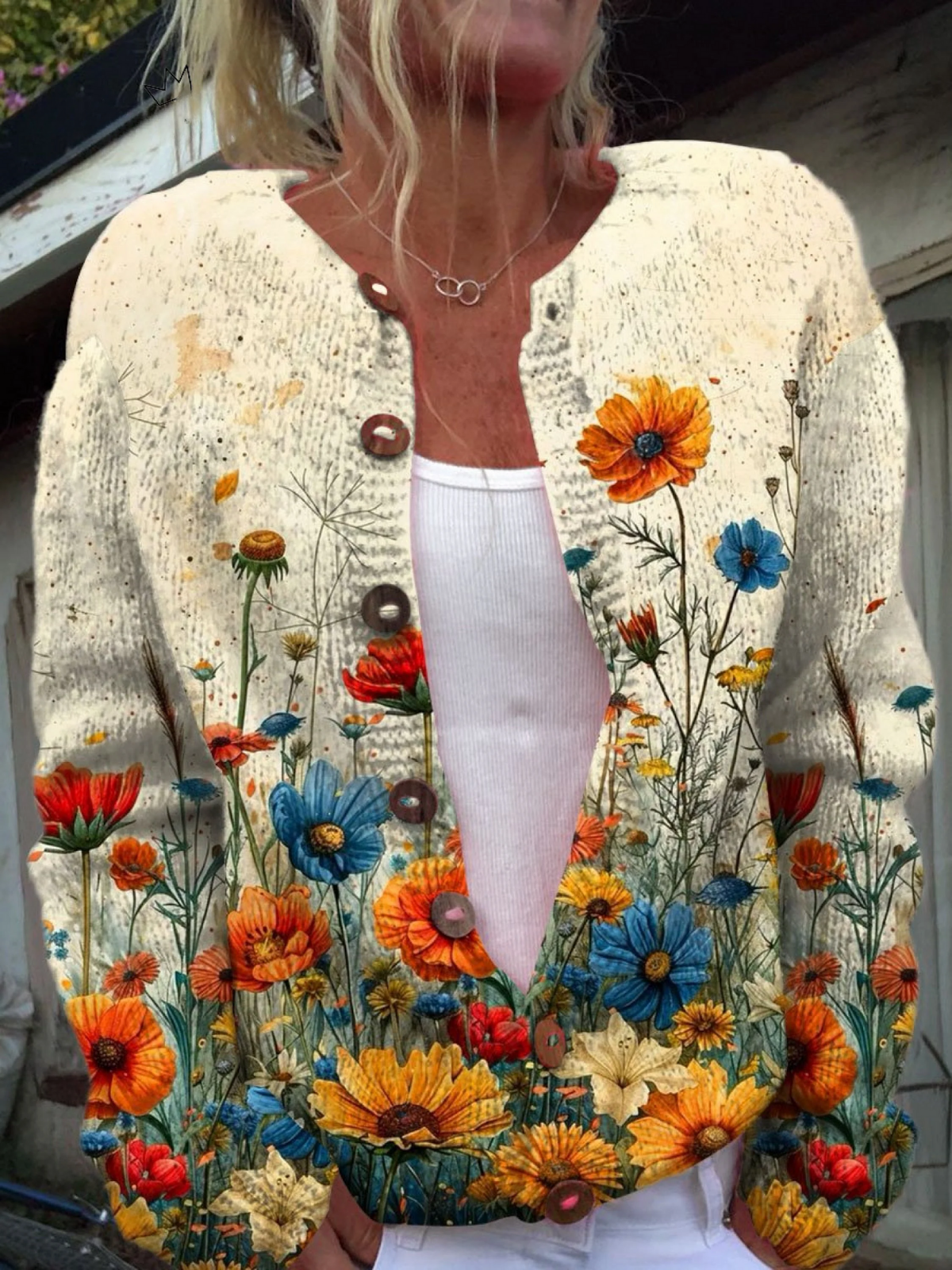 SARAH™|VINTAGE FLOWER ART CARDIGAN