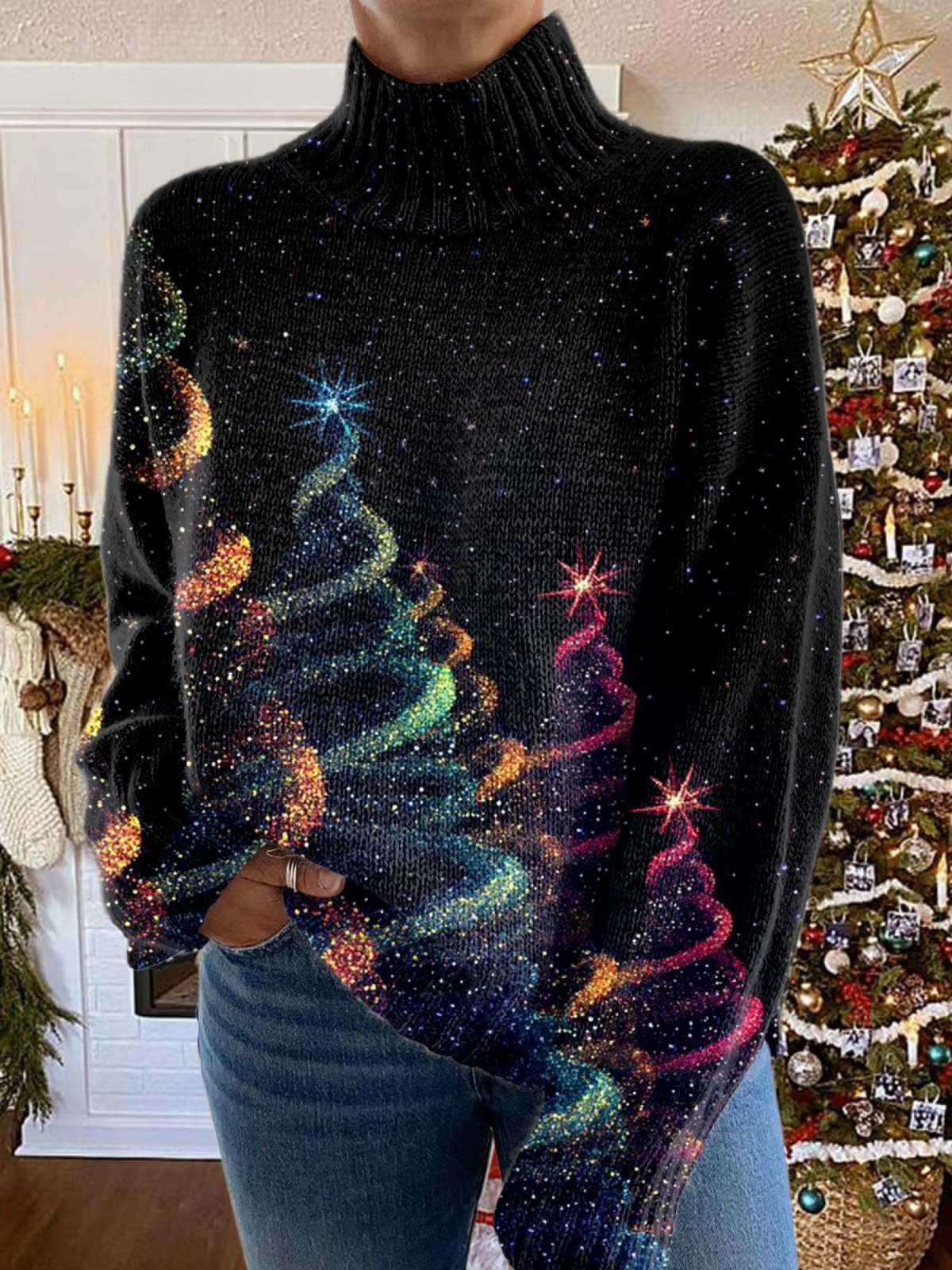 POPPY™|FESTIVE TURTLENECK SWEATER