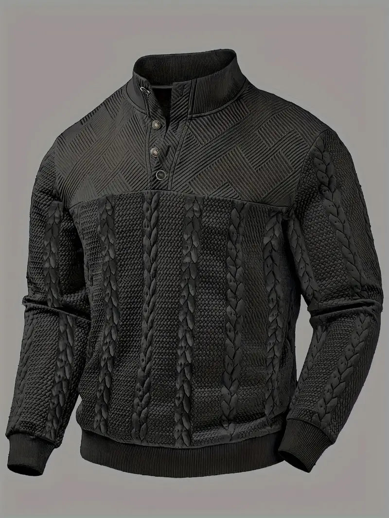 FRANKIE™|STRIPED HENLEY SWEATER