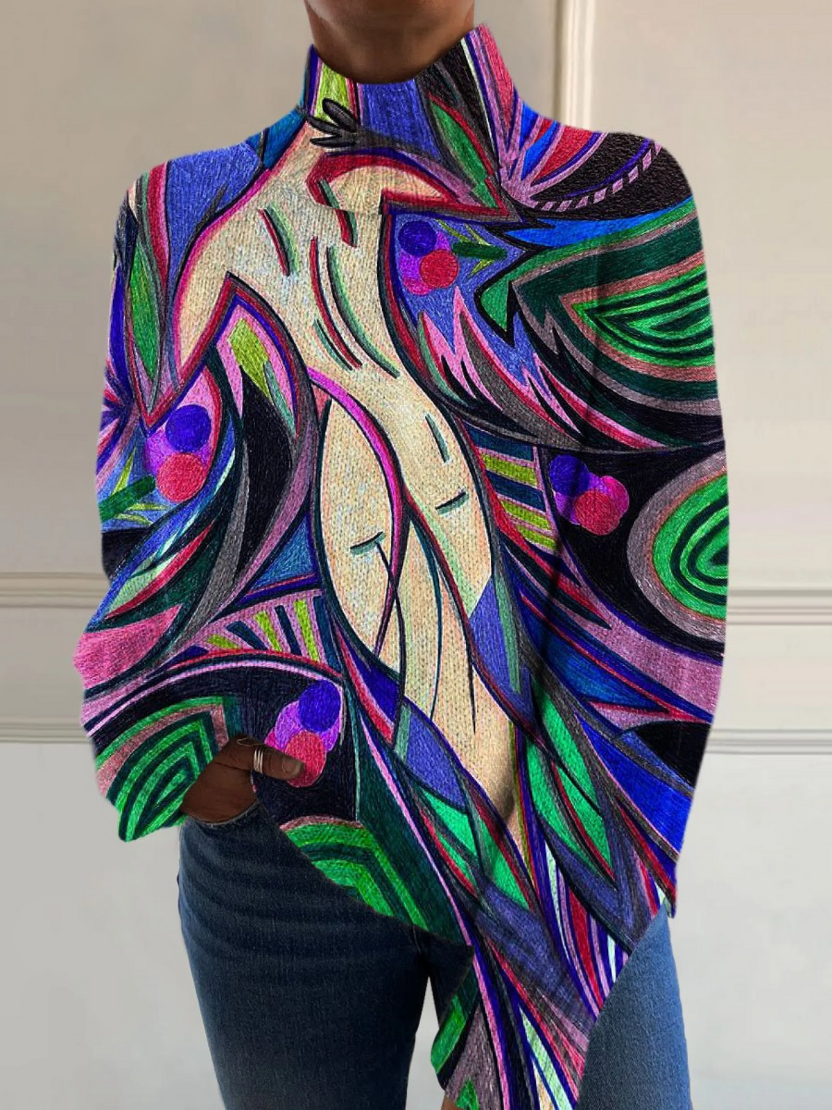 MAYA™|RETRO ABSTRACT ART SWEATER
