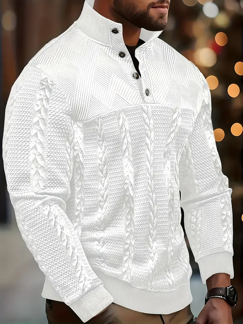 FRANKIE™|STRIPED HENLEY SWEATER