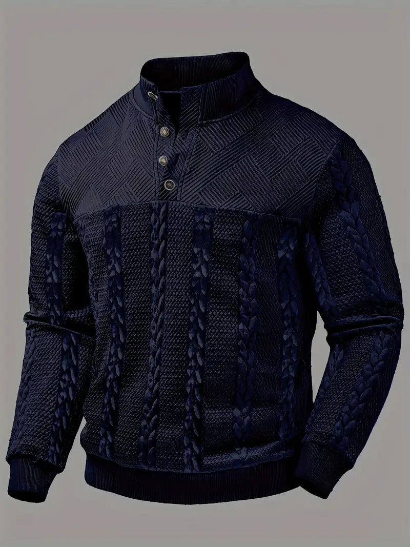 FRANKIE™|STRIPED HENLEY SWEATER