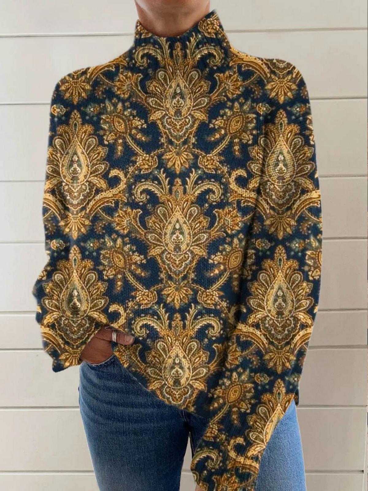 IVY™|VINTAGE FLORAL ART SWEATER