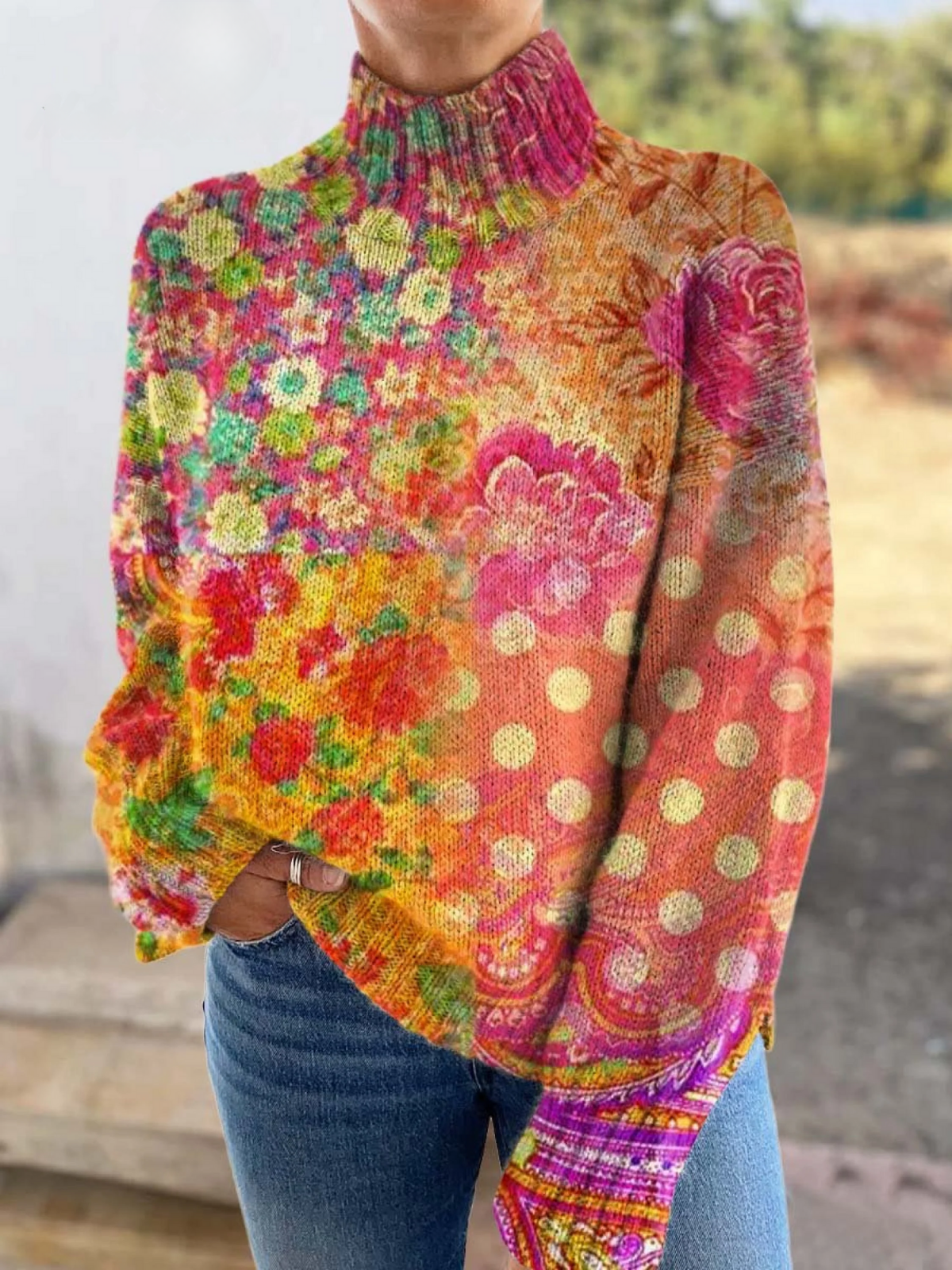 AMELIA™|FLORAL POLKA DOT SWEATER