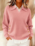 LORAYNE™|CHIC PINK POLO SWEATER