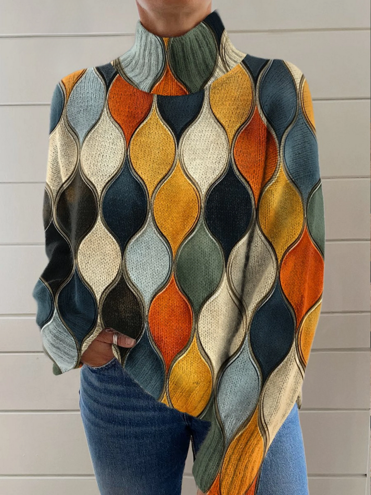 ANNA™|ABSTRACT PATTERN SWEATER