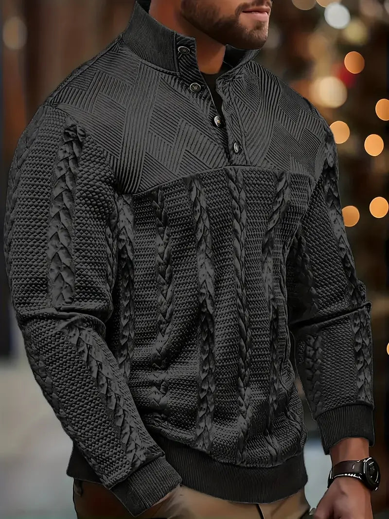 FRANKIE™|STRIPED HENLEY SWEATER