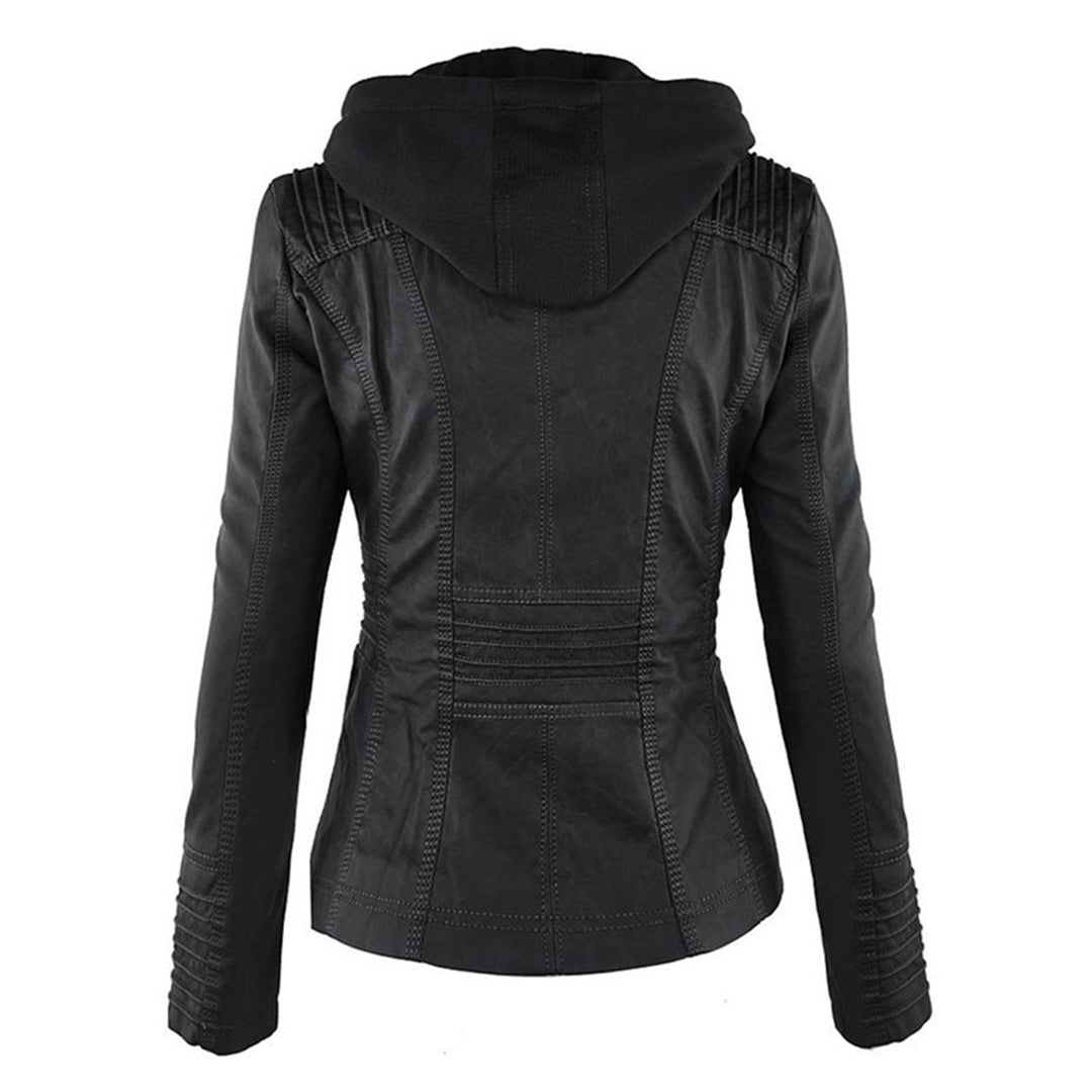 MEGAN™|Giacca di pelle alla moda con cappuccio