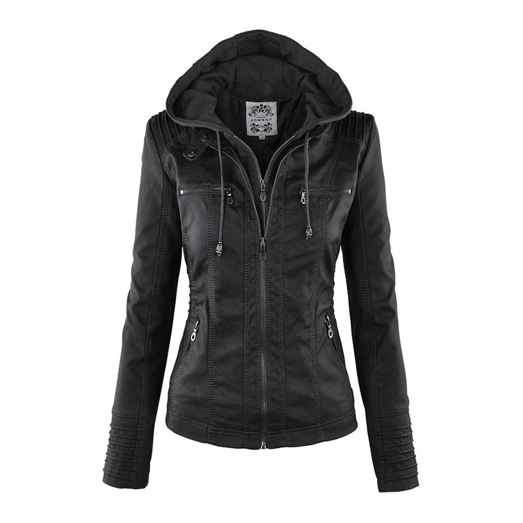 MEGAN™|Giacca di pelle alla moda con cappuccio