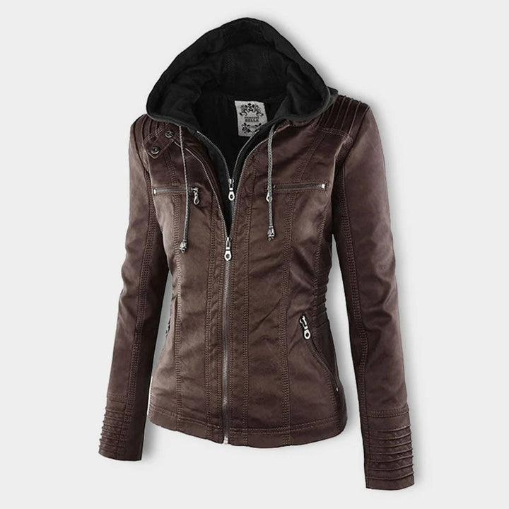 MEGAN™|Giacca di pelle alla moda con cappuccio