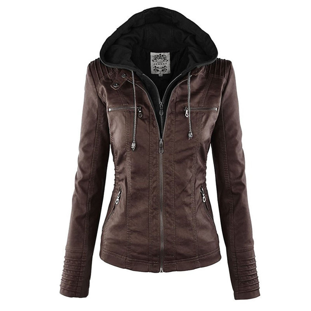 MEGAN™|Giacca di pelle alla moda con cappuccio