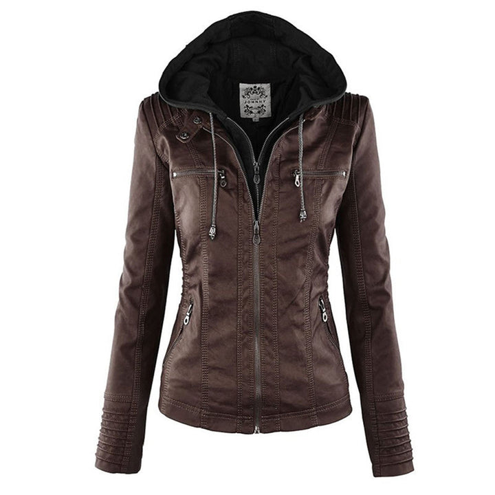 MEGAN™|Giacca di pelle alla moda con cappuccio