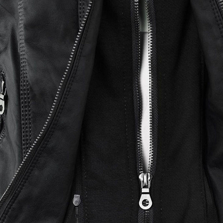 MEGAN™|Giacca di pelle alla moda con cappuccio