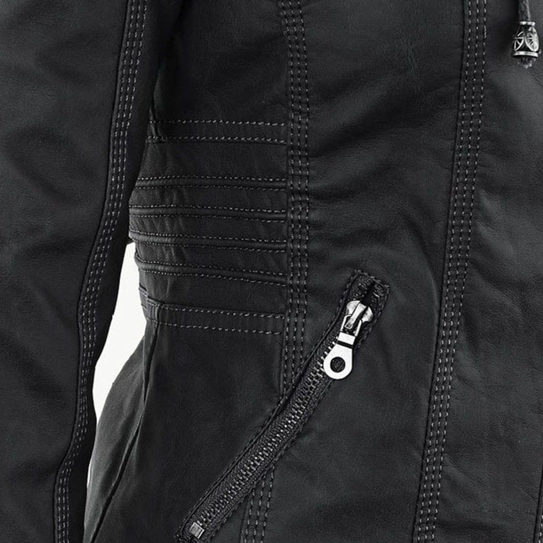 MEGAN™|Giacca di pelle alla moda con cappuccio