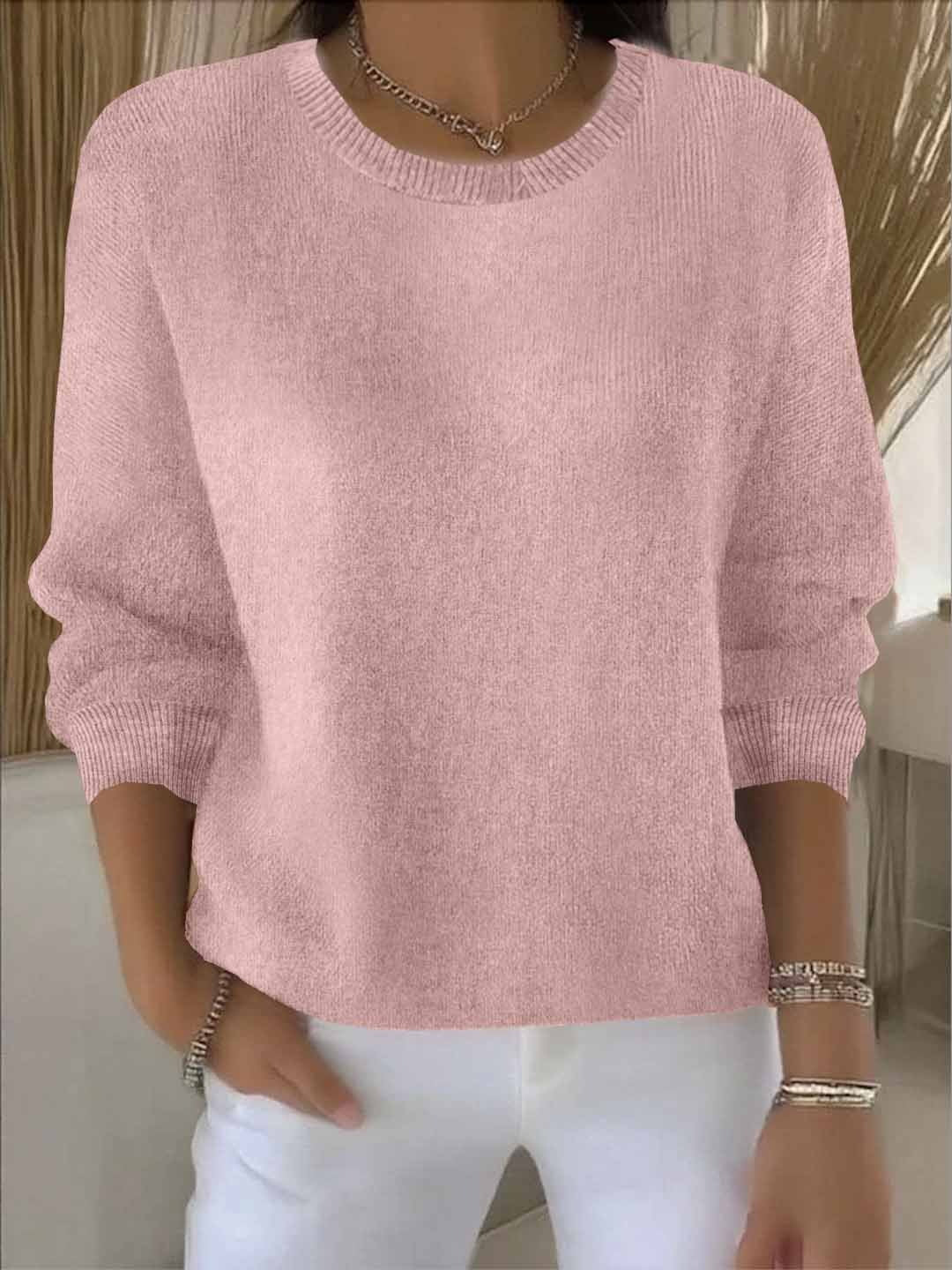 TALIA™|CHIC PINK ROUND NECK CARDIGAN
