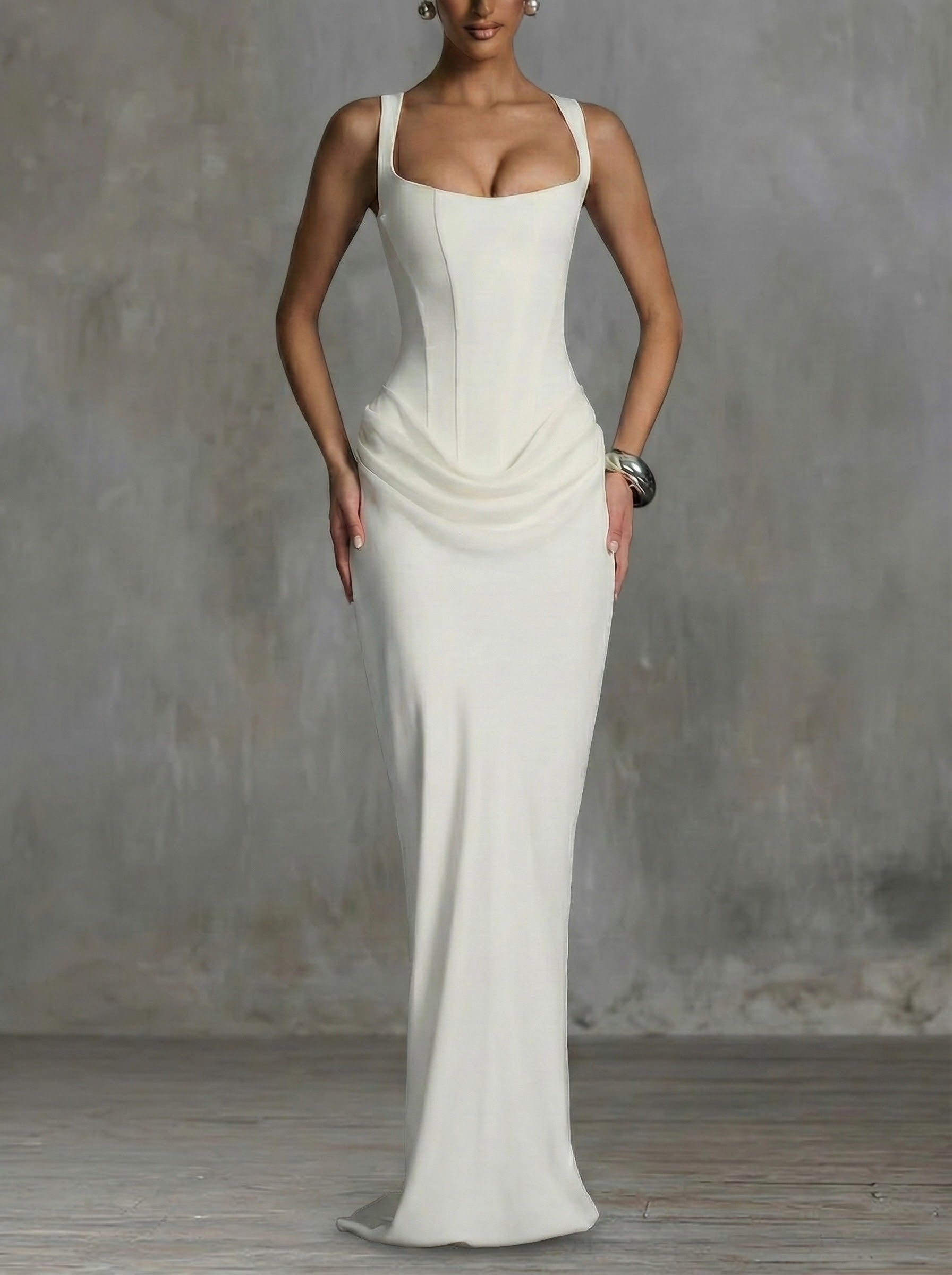 CELESTE™|SQUARE NECK MAXI DRESS