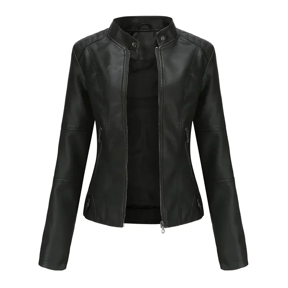 EVELYN™|Giacca in pelle liscia minimalista