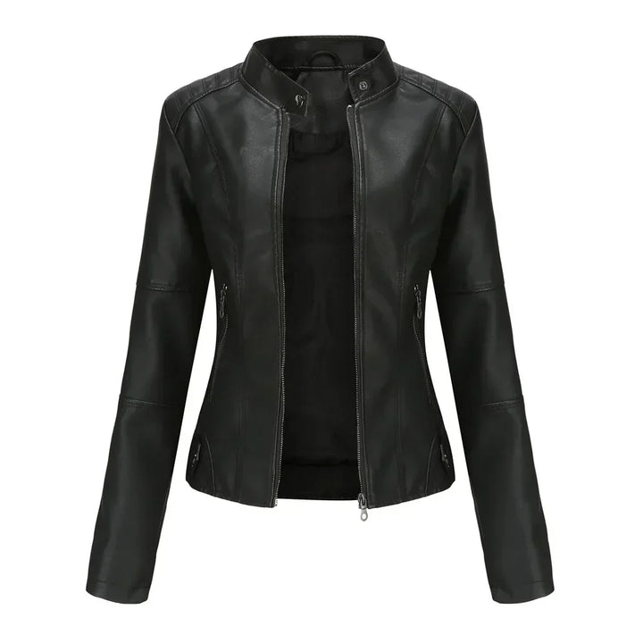 EVELYN™|Giacca in pelle liscia minimalista