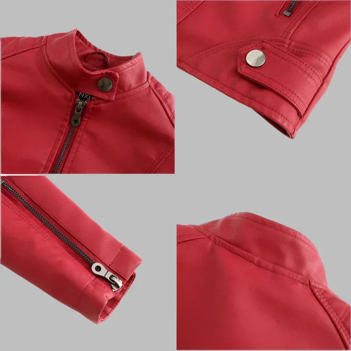 EVELYN™|Giacca in pelle liscia minimalista
