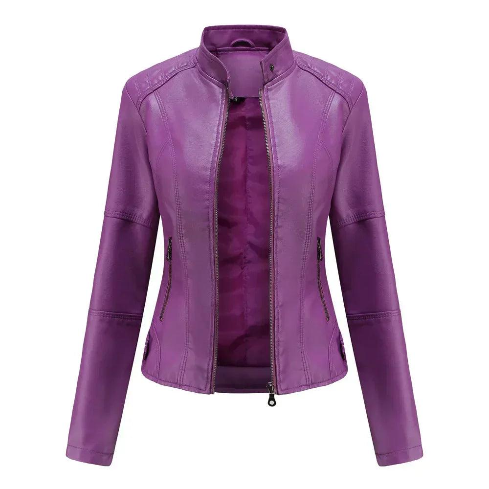 EVELYN™|Giacca in pelle liscia minimalista