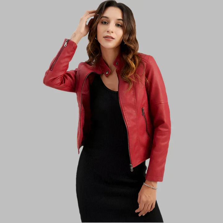 EVELYN™|Giacca in pelle liscia minimalista