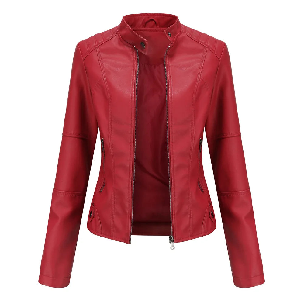 EVELYN™|Giacca in pelle liscia minimalista