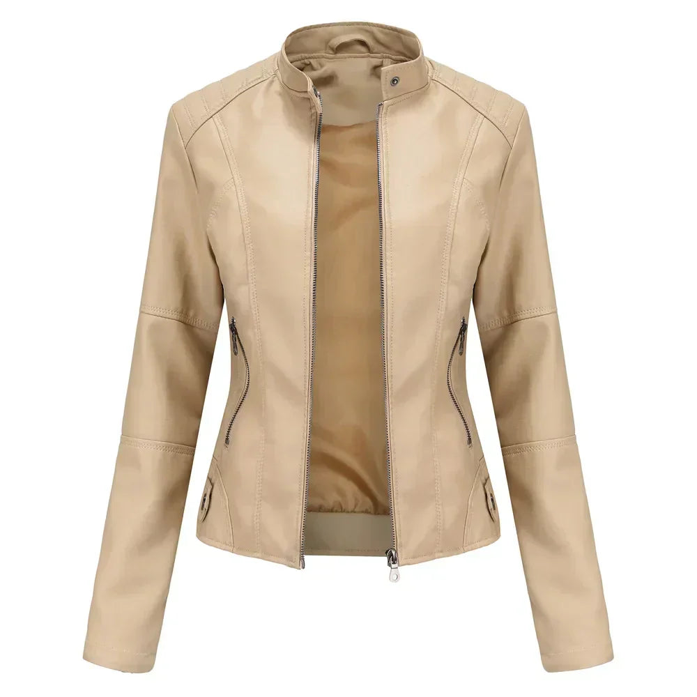 EVELYN™|Giacca in pelle liscia minimalista