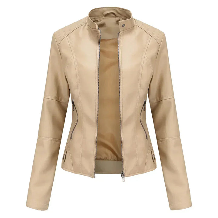 EVELYN™|Giacca in pelle liscia minimalista