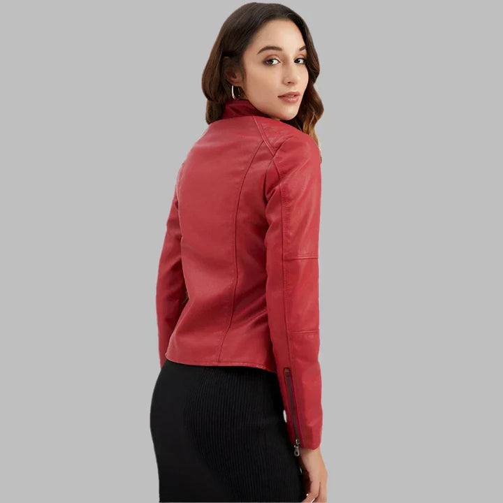 EVELYN™|Giacca in pelle liscia minimalista