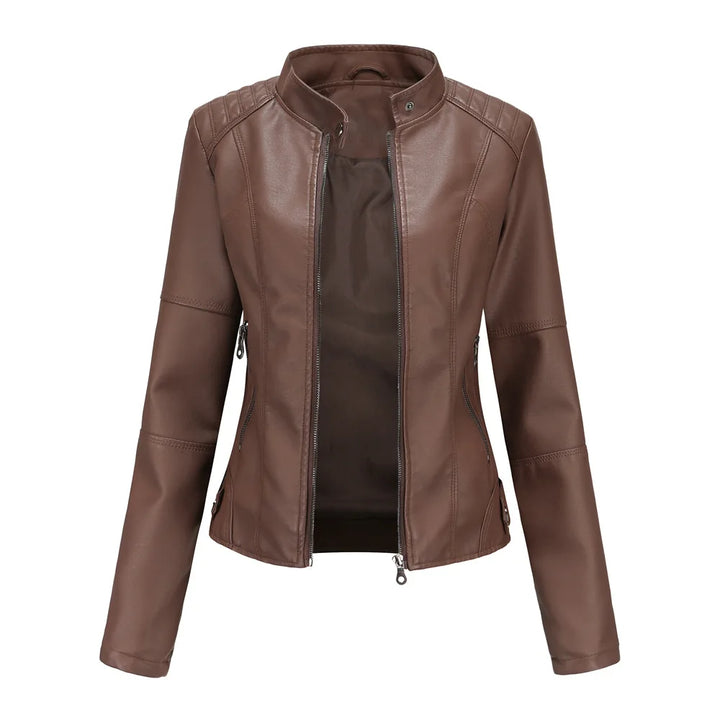 EVELYN™|Giacca in pelle liscia minimalista