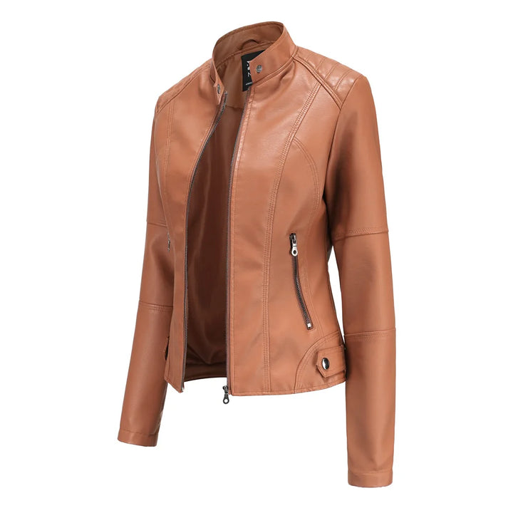 EVELYN™|Giacca in pelle liscia minimalista