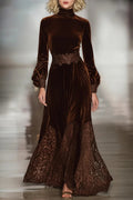 JULIET™|HIGH COLLAR LACE MAXI DRESS