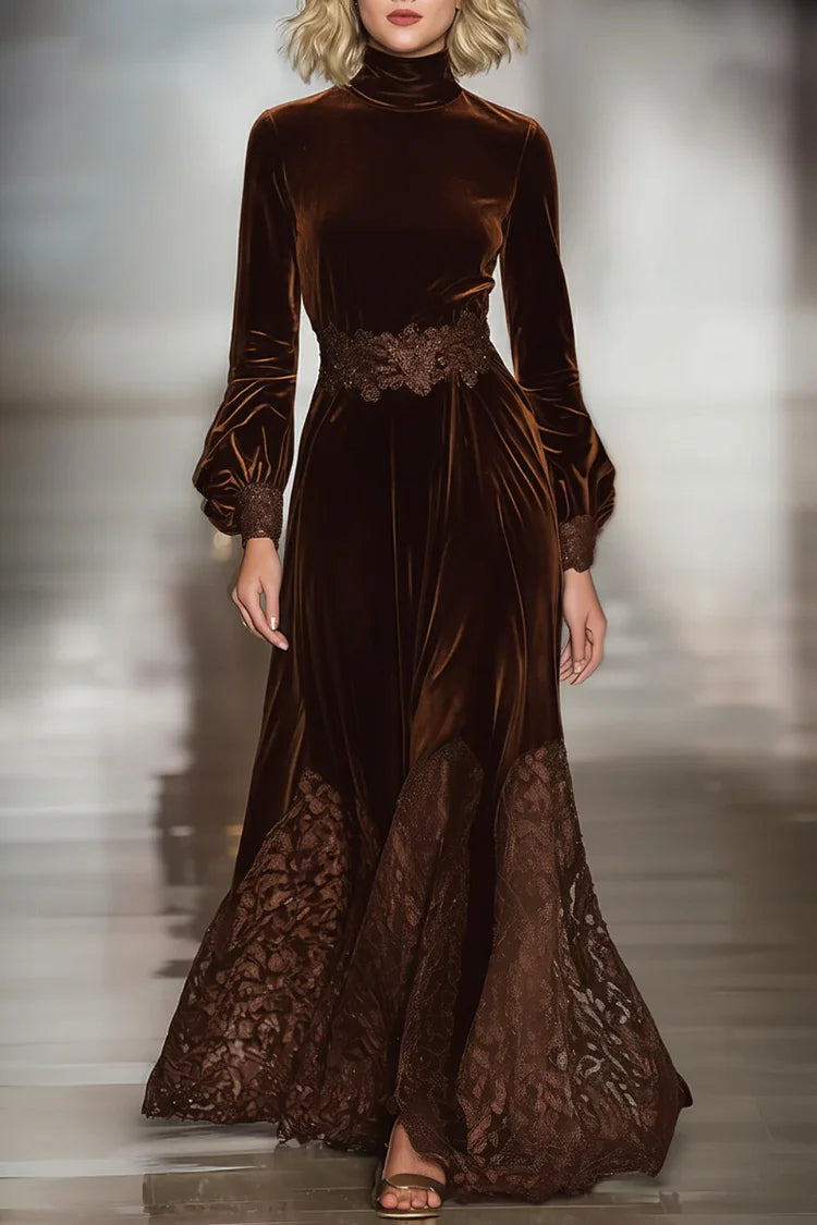 JULIET™|HIGH COLLAR LACE MAXI DRESS