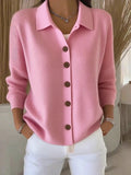 MARIBEL™|CHIC PINK BUTTON CARDIGAN