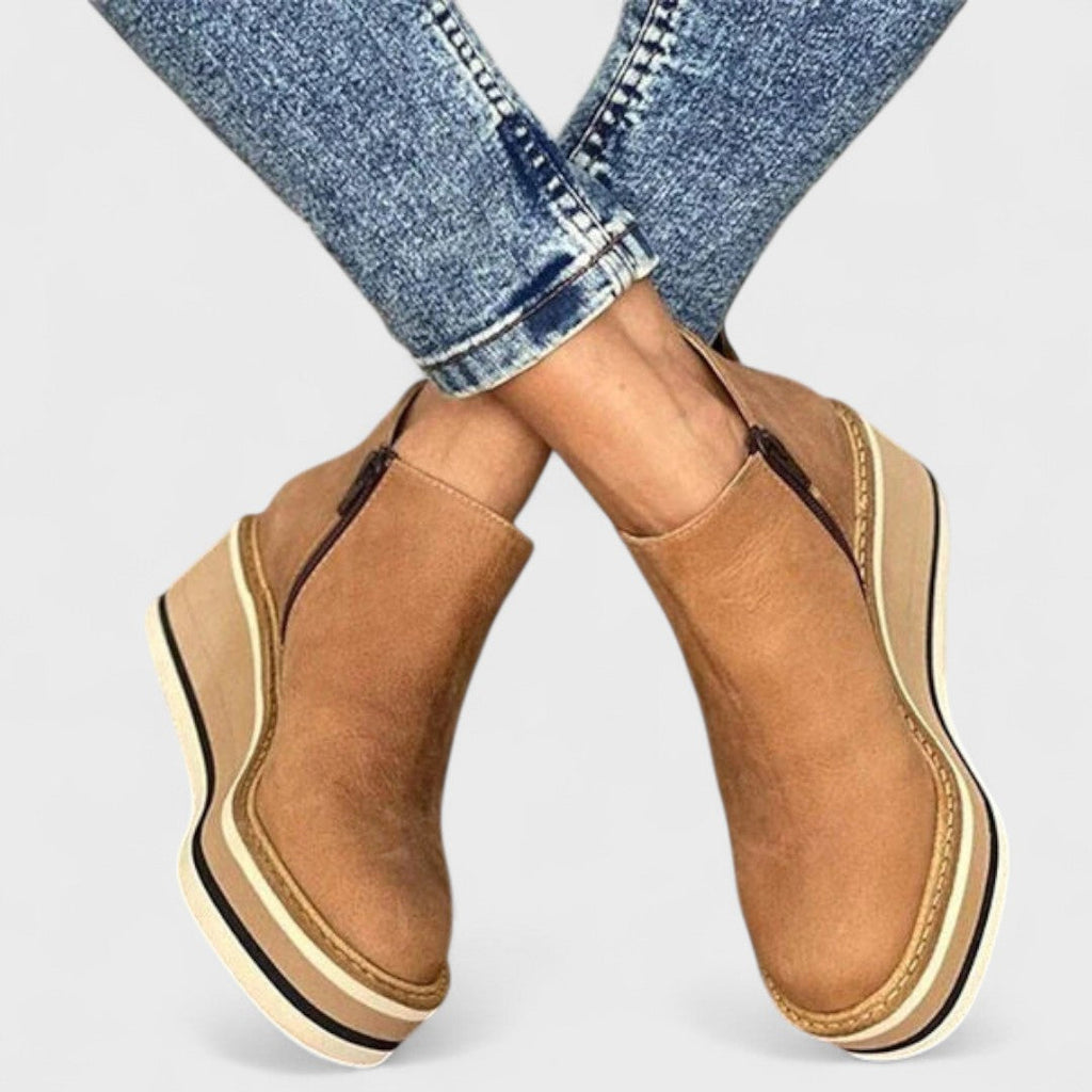 TRIXIE™|PLATFORM SLIP-ON ANKLE BOOTS