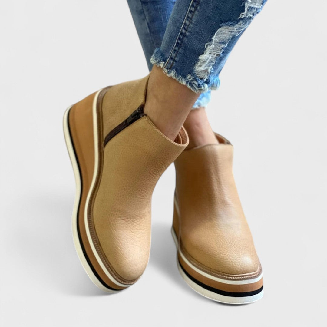 TRIXIE™|PLATFORM SLIP-ON ANKLE BOOTS