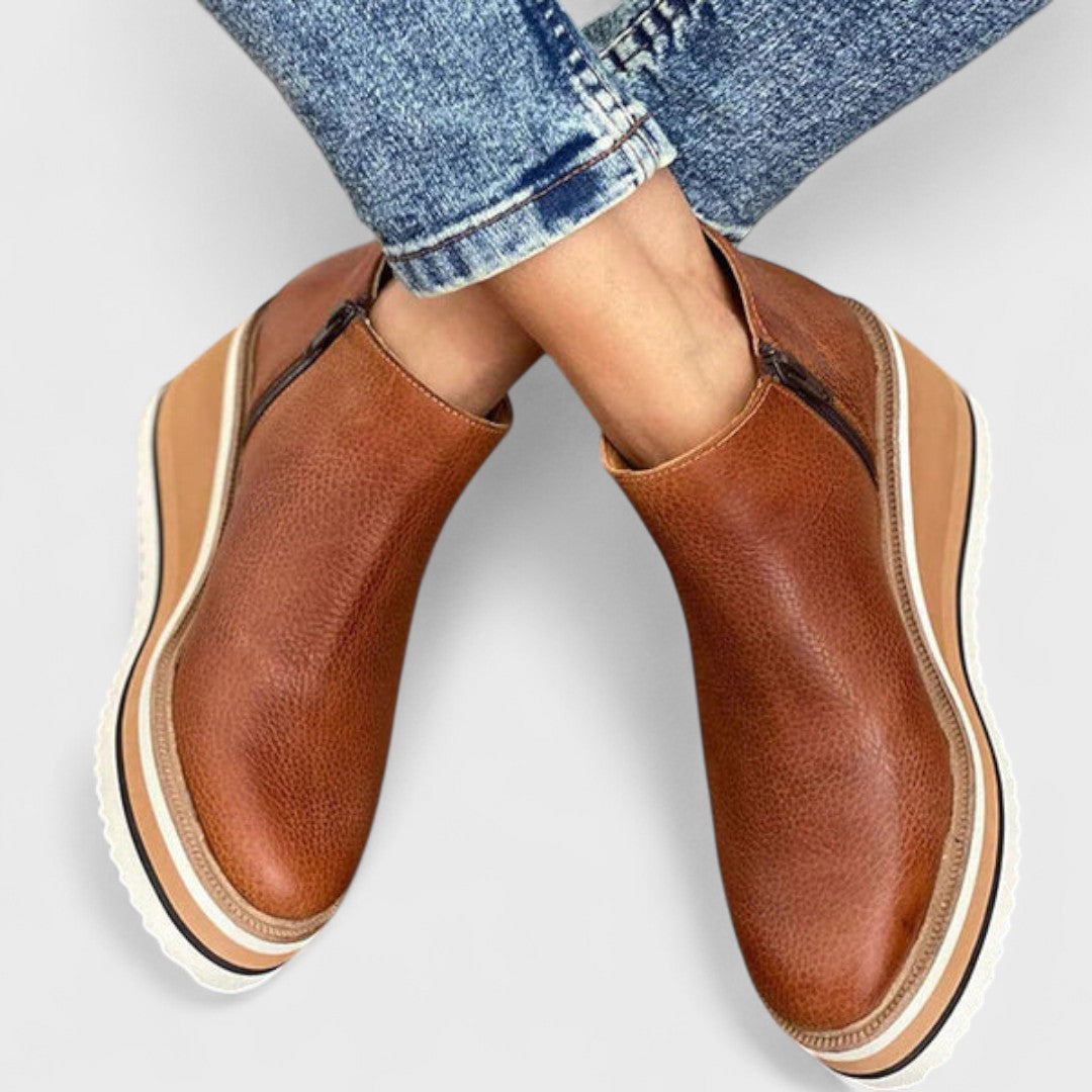 TRIXIE™|PLATFORM SLIP-ON ANKLE BOOTS