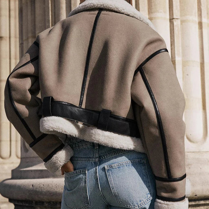 ABIGAIL™|Giacca in pelle versatile khaki