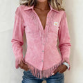 THALIA™|FRINGE BUTTON UP BLOUSE