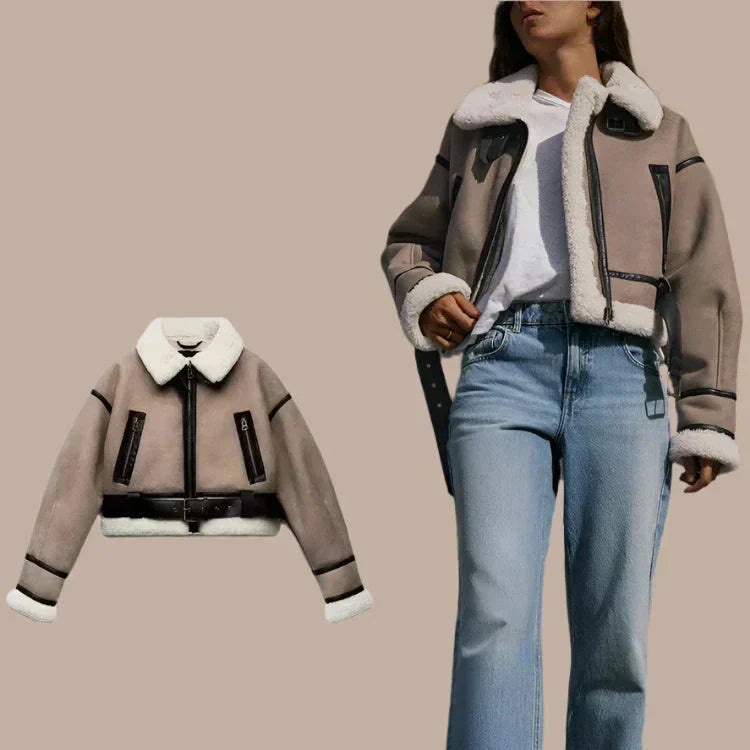 ABIGAIL™|Giacca in pelle versatile khaki