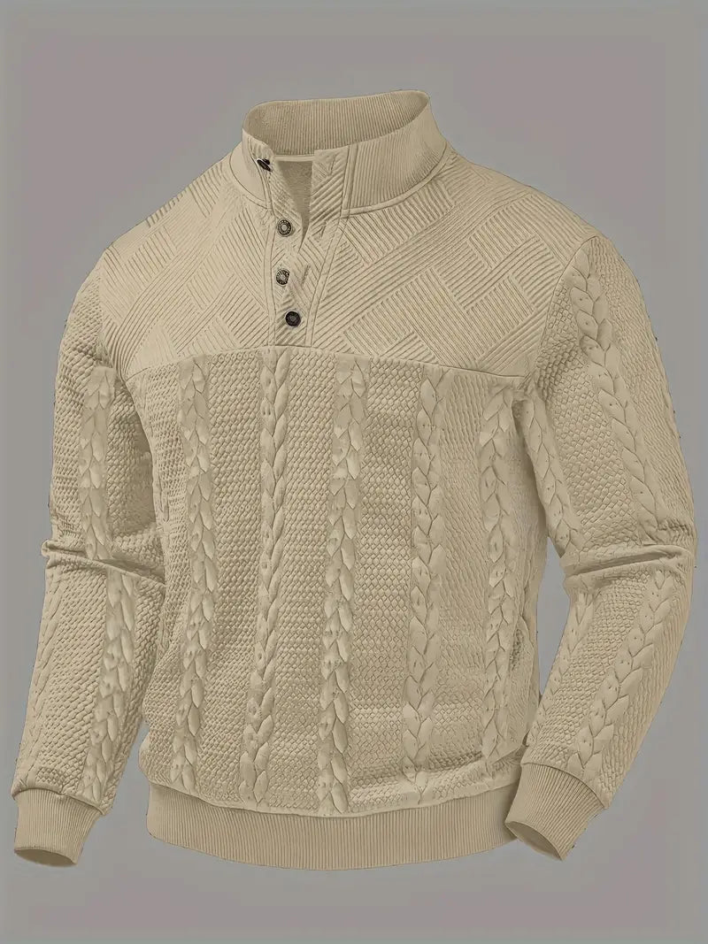 FRANKIE™|STRIPED HENLEY SWEATER