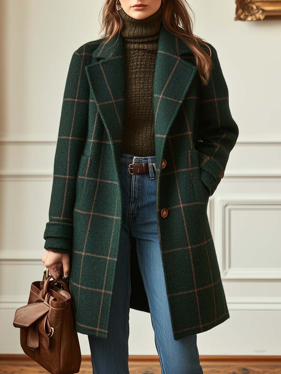 GEANNE™|ELEGANT CHECK COAT